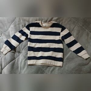 H&M Boys Sweatshirt Size 6X/7, Cream/navy blue striped